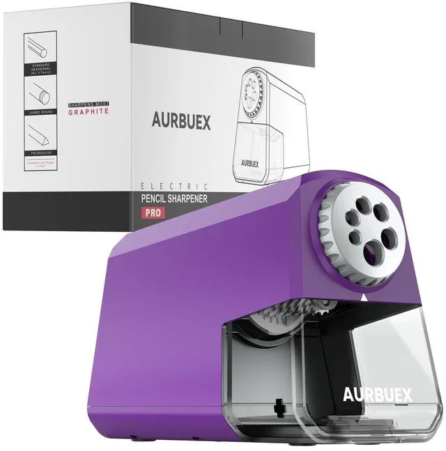 Main image of Heavy Duty Electric Pencil Sharpener-6-Hole for 6-12mm Pencils,Auto Start/Stop,Fast 4s Sharpening,Zinc Alloy Blade,10,000+ Sharpenings-Ideal for Classroom,Office & Art Use,Purple(S260)