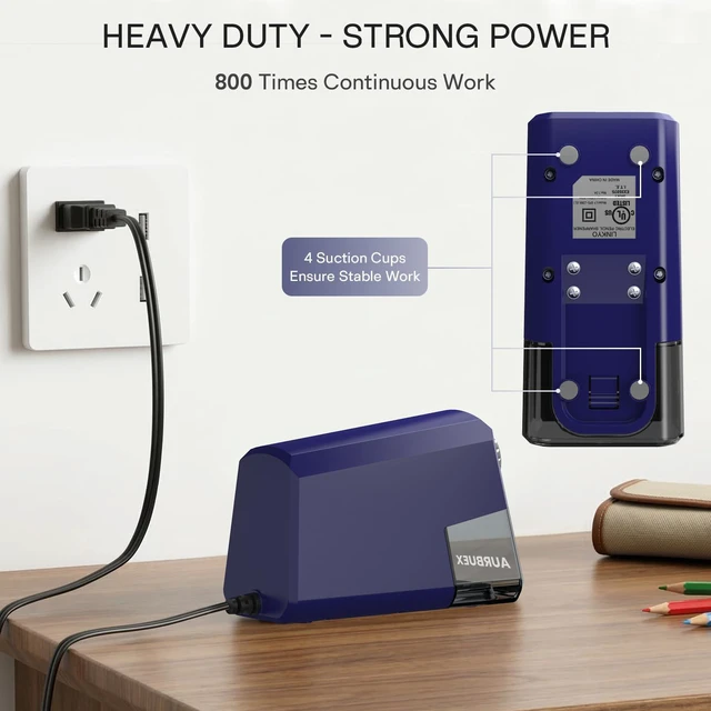 Alt view image 4 of 6 - Heavy Duty Electric Pencil Sharpener-6-Hole for 6-12mm Pencils,Auto Start/Stop,Fast 4s Sharpening,Zinc Alloy Blade,10,000+ Sharpenings-Ideal for Classroom,Office & Art Use,Blue(S260)