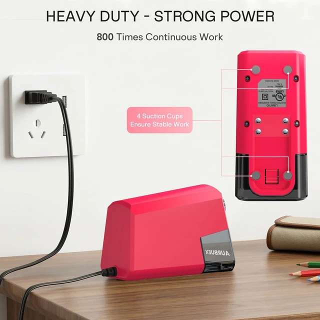 Alt view image 4 of 6 - Heavy Duty Electric Pencil Sharpener-6-Hole for 6-12mm Pencils,Auto Start/Stop,Fast 4s Sharpening,Zinc Alloy Blade,10,000+ Sharpenings-Ideal for Classroom,Office & Art Use,Pink(S260)