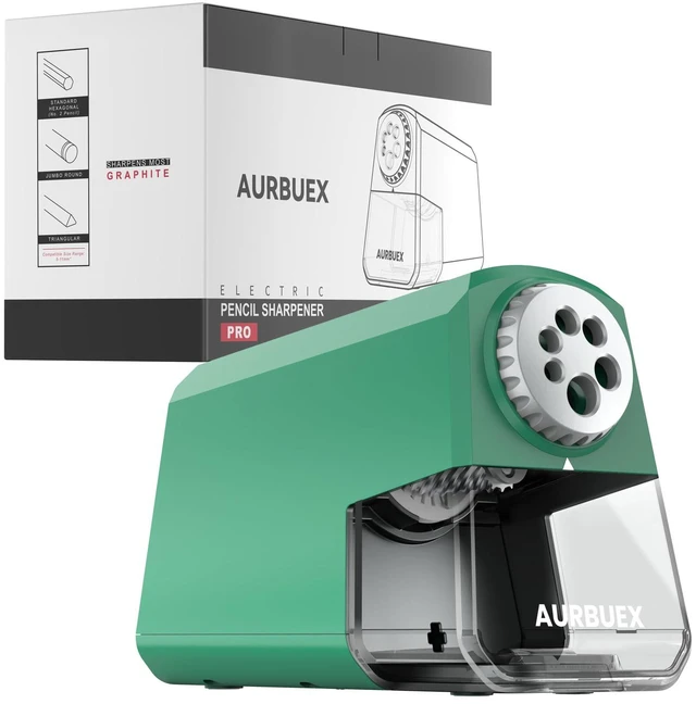 Main image of Heavy Duty Electric Pencil Sharpener-6-Hole for 6-12mm Pencils,Auto Start/Stop,Fast 4s Sharpening,Zinc Alloy Blade,10,000+ Sharpenings-Ideal for Classroom,Office & Art Use,Green(S260)