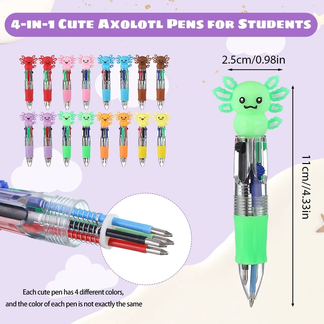Alt view image 2 of 7 - 48 Pcs Axolotl Pens for Students, 4-in-1 Cute Pen Gifts Prize Gifts for Classroom, Smooth Writing, Retractable Design for Back to School Supplies Goodie Bags Stuffers