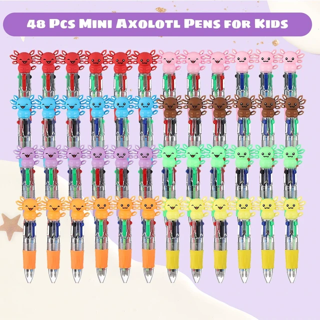 Alt view image 3 of 7 - 48 Pcs Axolotl Pens for Students, 4-in-1 Cute Pen Gifts Prize Gifts for Classroom, Smooth Writing, Retractable Design for Back to School Supplies Goodie Bags Stuffers