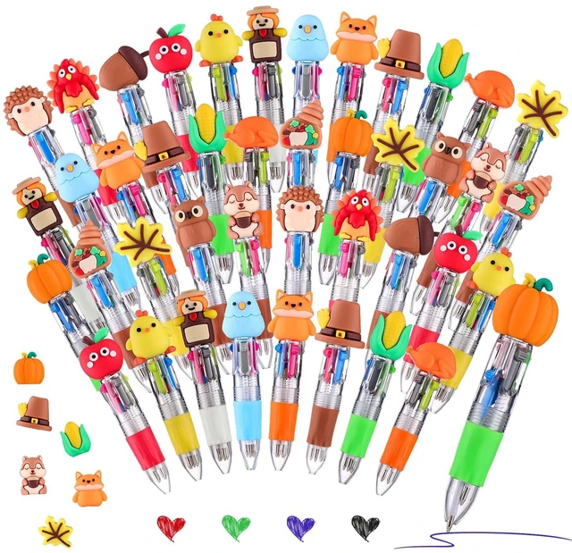 Main image of 48 Packs Multicolor Pen in One Ballpoint Pens Bulk for Birthday Children's Party Classroom (Autumn)