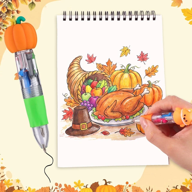 Alt view image 3 of 7 - 48 Packs Multicolor Pen in One Ballpoint Pens Bulk for Birthday Children's Party Classroom (Autumn)