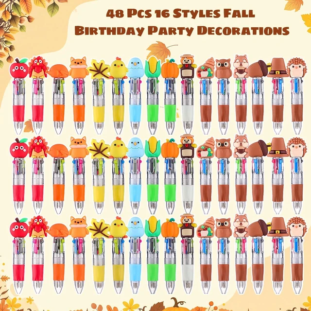 Alt view image 4 of 7 - 48 Packs Multicolor Pen in One Ballpoint Pens Bulk for Birthday Children's Party Classroom (Autumn)