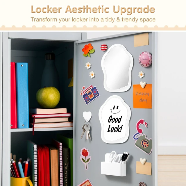 Alt view image 3 of 7 - 16PCS Locker Accessories for Girls, School Supplies Lockers Decor locker accessories Includes hooks, magnetic mirror and whiteboard, marker, pen holder eraser and comb for locker organizer