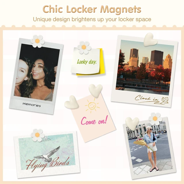 Alt view image 6 of 7 - 16PCS Locker Accessories for Girls, School Supplies Lockers Decor locker accessories Includes hooks, magnetic mirror and whiteboard, marker, pen holder eraser and comb for locker organizer