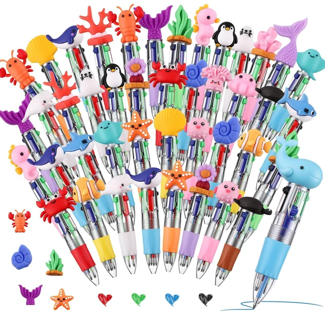Main image of 48 Pcs Ocean Pens for Students, 4-in-1 Cute Pen Gifts Prize Gifts for Classroom, Smooth Writing, Retractable Design for Back to School Supplies Goodie Bags Stuffers