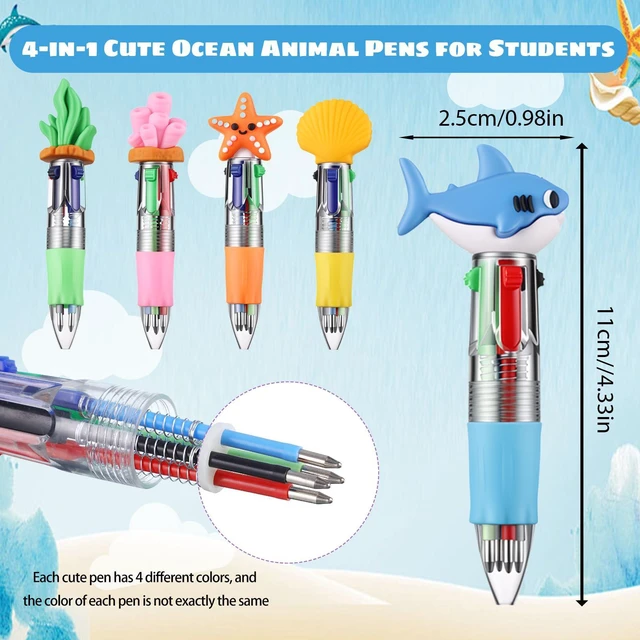 Alt view image 2 of 7 - 48 Pcs Ocean Pens for Students, 4-in-1 Cute Pen Gifts Prize Gifts for Classroom, Smooth Writing, Retractable Design for Back to School Supplies Goodie Bags Stuffers