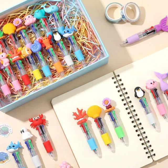 Alt view image 6 of 7 - 48 Pcs Ocean Pens for Students, 4-in-1 Cute Pen Gifts Prize Gifts for Classroom, Smooth Writing, Retractable Design for Back to School Supplies Goodie Bags Stuffers