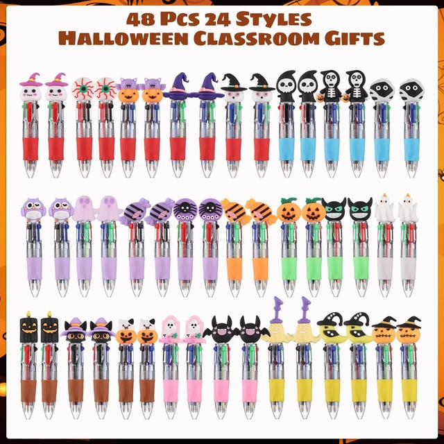 Alt view image 3 of 7 - 48 Pcs Halloween Pens, Fun Multicolor Pens Gifts for Classroom Halloween Goodie Bags Stuffer, Fun Pens Party Favors for Kids, Prize Gifts, Retractable Design for School Office