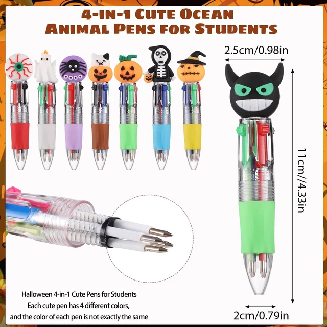 Alt view image 2 of 7 - 48 Pcs Halloween Pens, Fun Multicolor Pens Gifts for Classroom Halloween Goodie Bags Stuffer, Fun Pens Party Favors for Kids, Prize Gifts, Retractable Design for School Office