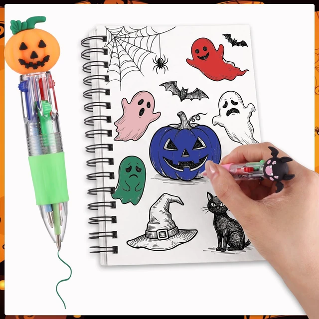 Alt view image 4 of 7 - 48 Pcs Halloween Pens, Fun Multicolor Pens Gifts for Classroom Halloween Goodie Bags Stuffer, Fun Pens Party Favors for Kids, Prize Gifts, Retractable Design for School Office