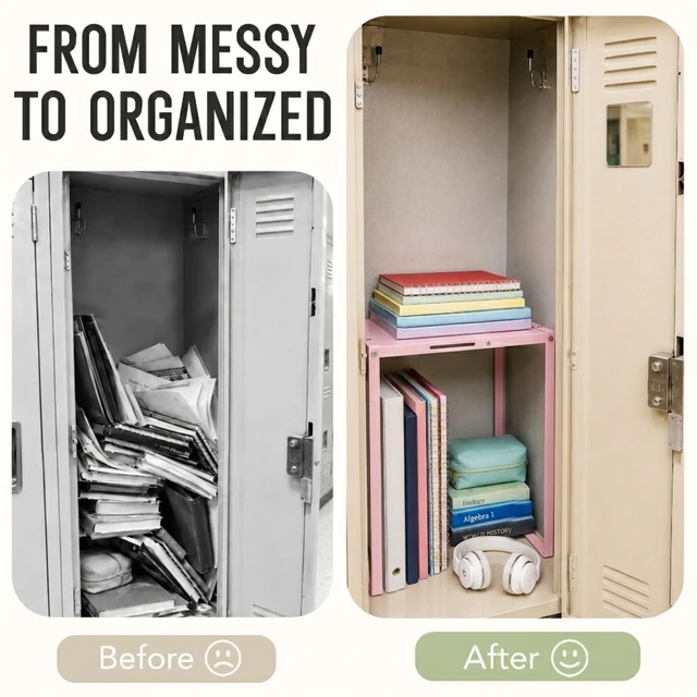 Alt view image 4 of 7 - Adjustable Pink Locker Shelf Organizer for School Locker Decor Easy Assembly, Good Load Bearing Capacity, Metal Locker Divider for Home Office Gym, Back to School Supplies for Girls