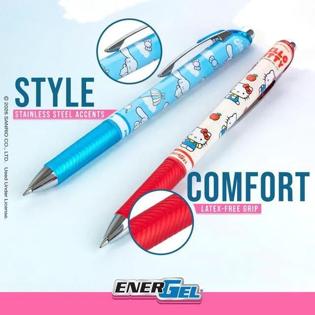 Alt view image 6 of 6 - Writing Essentials 10 Pack, Hello Kitty® and Friends, Limited Edition, 4 EnerGel 0.7mm gel pens, 2 EnerGize 0.7mm pencils, 2 bock erasers, and 2 refill leads