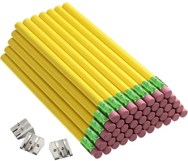Main image of 48 Pcs Large Pencils 3 Sharpeners,Yellow+green,Round Jumbo Thick Grip, Preschoolers Kindergarten Beginners, My First Pencil Set, Easy Hold Kids School Writing Practice Supplies