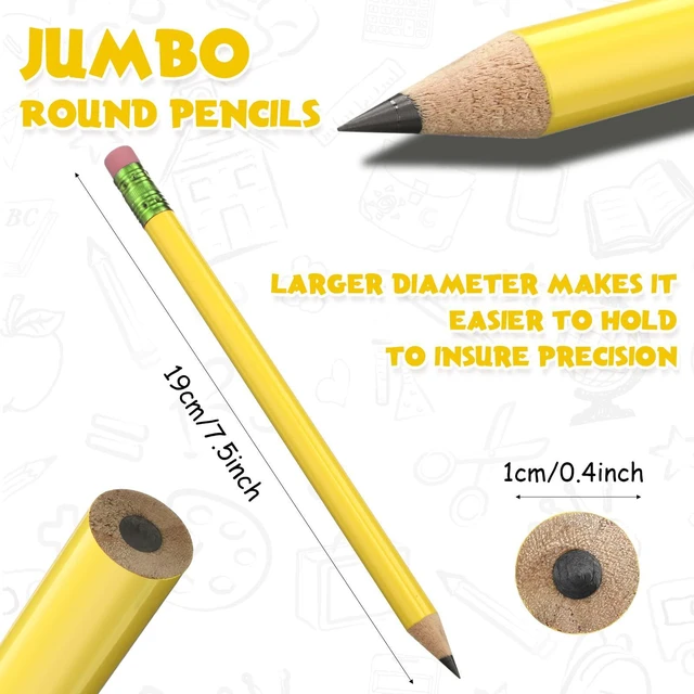 Alt view image 2 of 7 - 48 Pcs Large Pencils 3 Sharpeners,Yellow+green,Round Jumbo Thick Grip, Preschoolers Kindergarten Beginners, My First Pencil Set, Easy Hold Kids School Writing Practice Supplies
