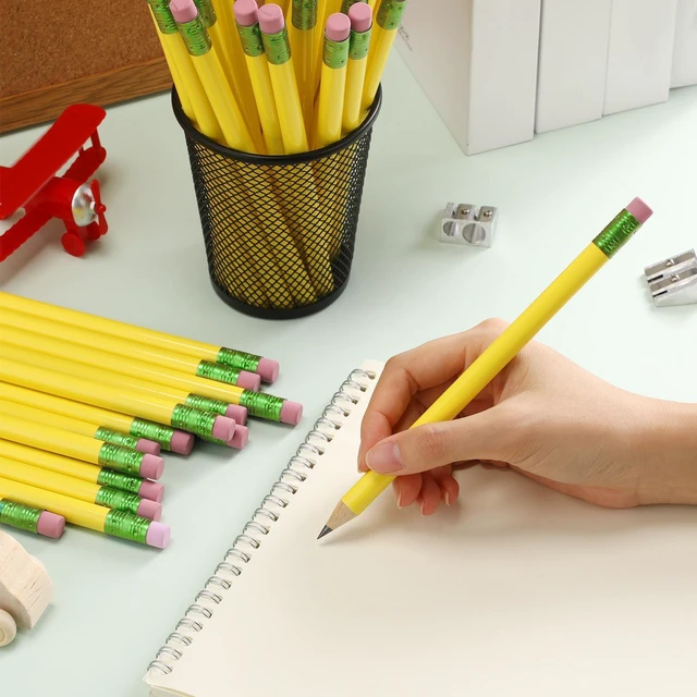 Alt view image 5 of 7 - 48 Pcs Large Pencils 3 Sharpeners,Yellow+green,Round Jumbo Thick Grip, Preschoolers Kindergarten Beginners, My First Pencil Set, Easy Hold Kids School Writing Practice Supplies