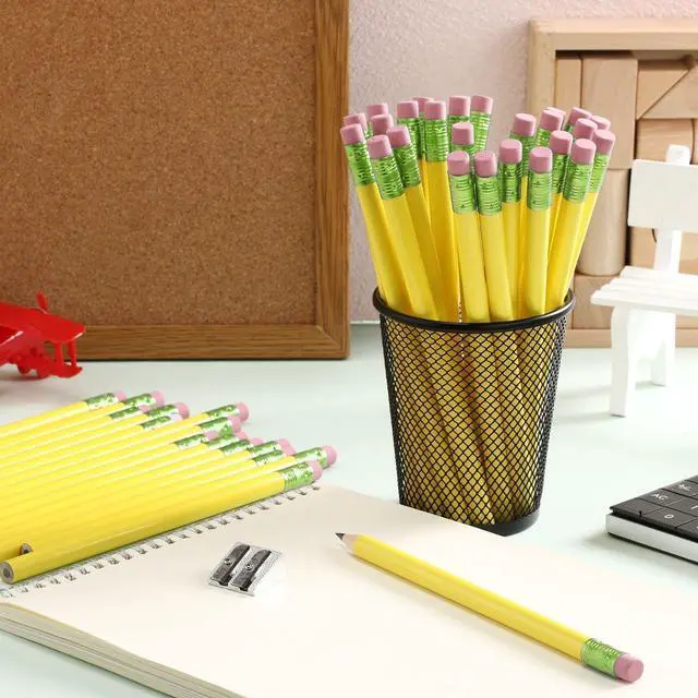 Alt view image 6 of 7 - 48 Pcs Large Pencils 3 Sharpeners,Yellow+green,Round Jumbo Thick Grip, Preschoolers Kindergarten Beginners, My First Pencil Set, Easy Hold Kids School Writing Practice Supplies