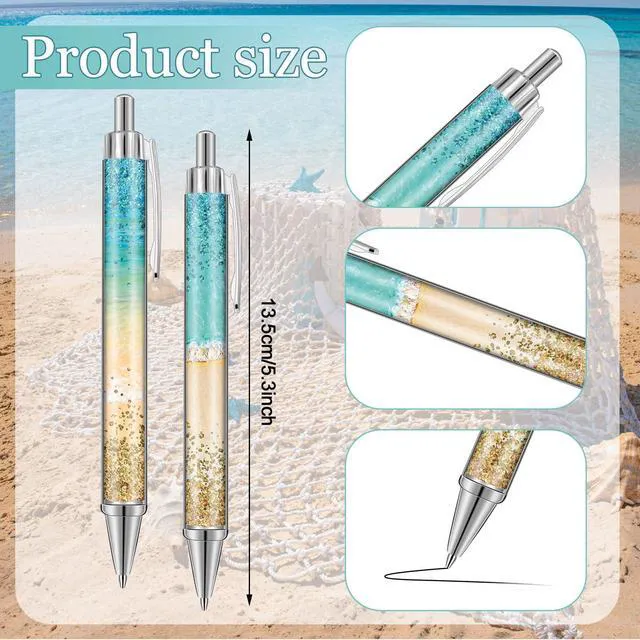 Alt view image 3 of 6 - 24 Pcs Beach Teal Pens Bulk Ocean Party Favor Summer Teacher Gift Teachers Pens Bulk for Ocean Summer Cruise Gifts Nautical Party Favors Beachy Coastal School Office Staff Supplies