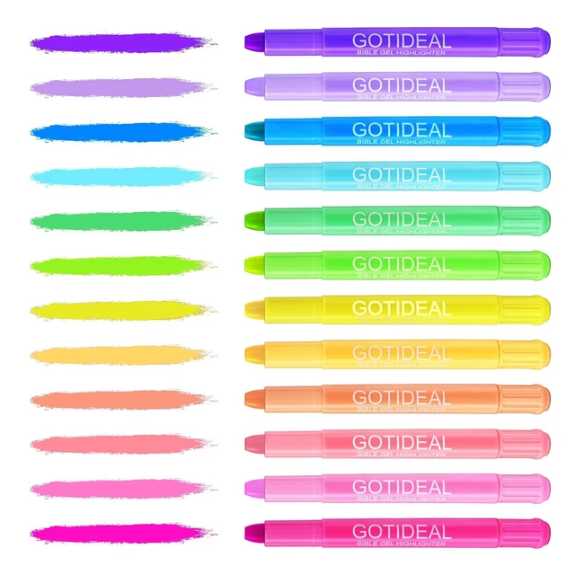 Alt view image 2 of 7 - Bible Highlighters, 36 Pack Assorted Colors Gel Highlighters Pens Set, Wax Bible Markers for Study Journaling School Book Supplies