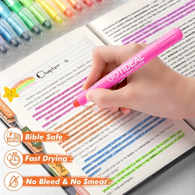 Alt view image 3 of 7 - Bible Highlighters, 36 Pack Assorted Colors Gel Highlighters Pens Set, Wax Bible Markers for Study Journaling School Book Supplies