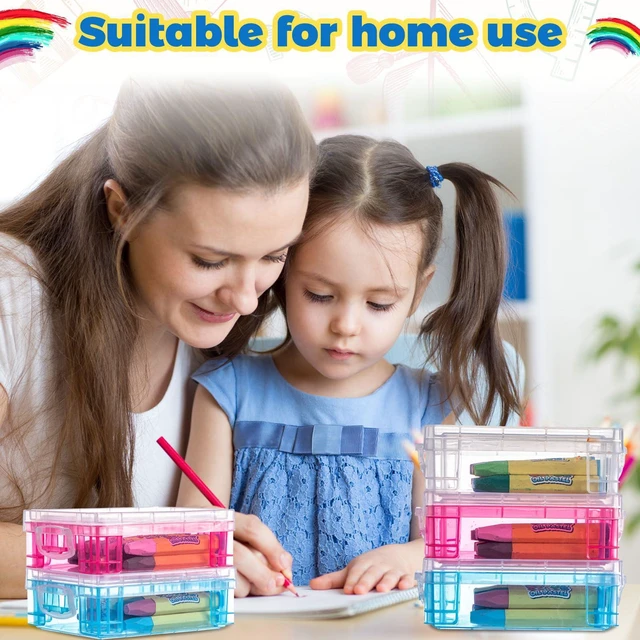 Alt view image 6 of 6 - 50 Pcs Plastic Crayon Box with Lid 4.8 x 3.4 x 1.6, Clear,Red,Blue Small Crayon Storage Containers Bulk, for Office School Classroom, Art Crafts Pen Pencil Organizers, Back to School Supplies