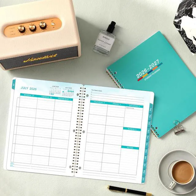 Alt view image 2 of 7 - Student Planner 2026-2027 - Monthly and Weekly School Planner 2026-2027 with Colorful Tabs & Stickers, July 2026 - June 2027, 11" × 9", Academic Planner for Middle or High School -Green