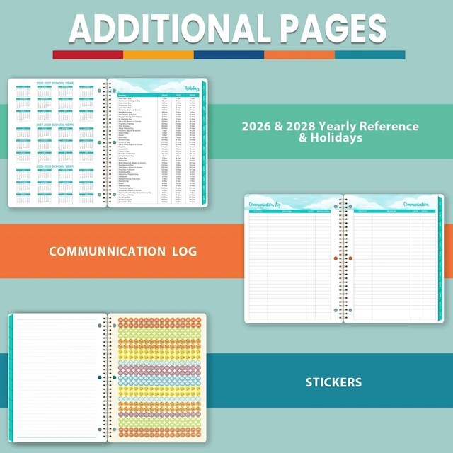 Alt view image 5 of 7 - Student Planner 2026-2027 - Monthly and Weekly School Planner 2026-2027 with Colorful Tabs & Stickers, July 2026 - June 2027, 11" × 9", Academic Planner for Middle or High School -Green