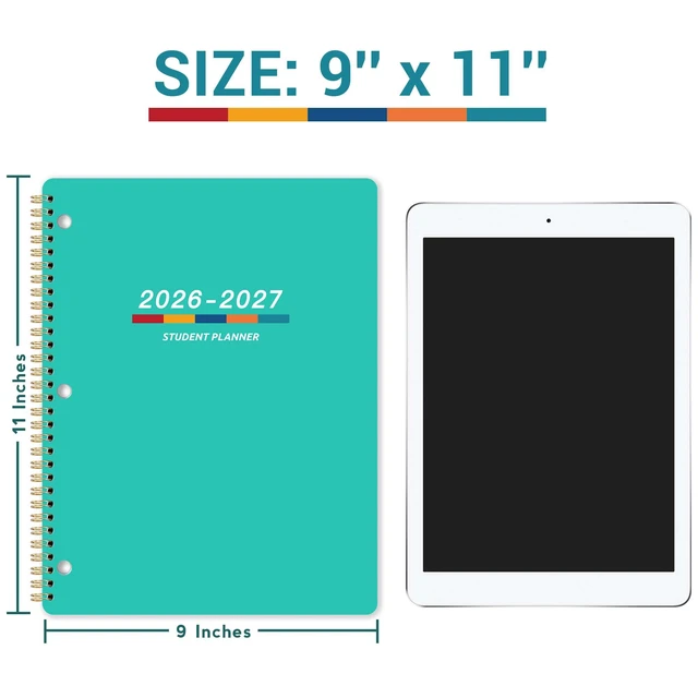 Alt view image 7 of 7 - Student Planner 2026-2027 - Monthly and Weekly School Planner 2026-2027 with Colorful Tabs & Stickers, July 2026 - June 2027, 11" × 9", Academic Planner for Middle or High School -Green