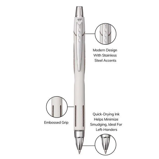 Alt view image 3 of 7 - Jetstream RT Ballpoint Pen, Fine Point (0.7mm), Shell White Barrel, Black Ink, 6 Pens