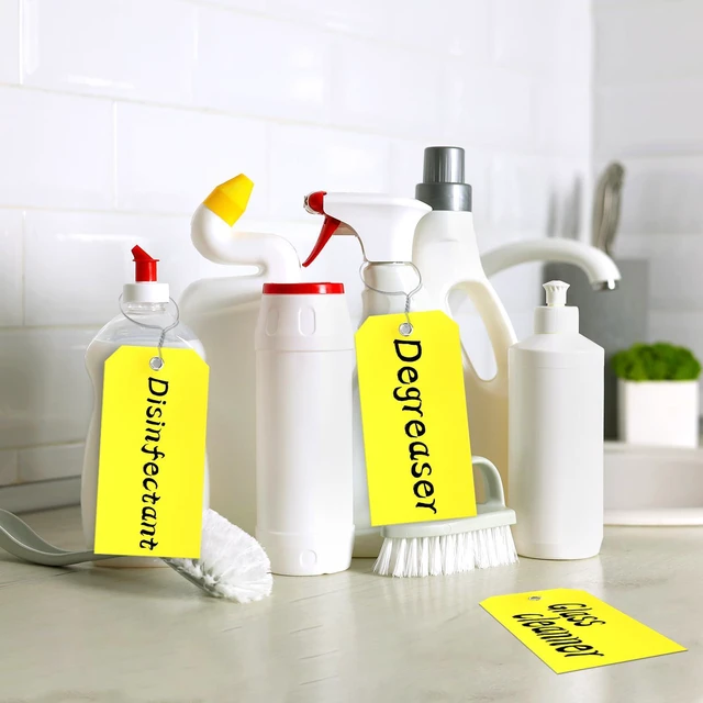 Alt view image 7 of 7 - 100 Pcs Waterproof Tags Writable Plastic Tags for Labeling Tag with Wire Tie Large Heavy Duty Tags Moving Tags Pipe Tags for Outdoors Car Garage Storage Box Equipment Parts (Yellow, 6 1/4" x 3 1/8")