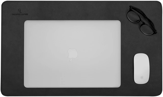 Alt view image 3 of 7 - Desk Mat,Desk Writing Pad - Office Desk Pad, Medium 24" x 14" Black, Desk Mats on Top of Desks, Gift Ready Elegant Computer Desk Mat Desk Cover Desk Pad Protector PU Leather