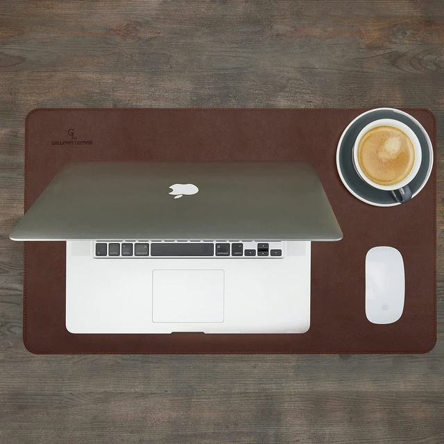 Alt view image 7 of 7 - Desk Mat - Office Writing Desk Pad, Medium 24" x 14" Dark Brown, Gift Ready Elegant Computer Desk Cover Protector
