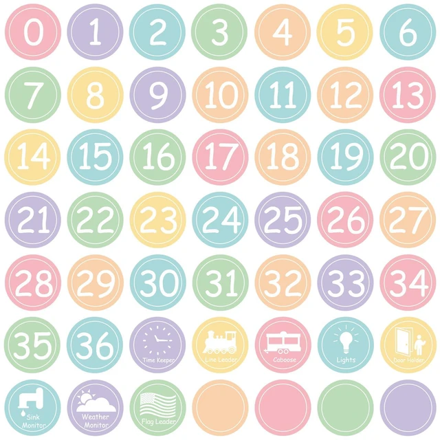 Main image of Colorful Line Up Spots for Classroom Floor Decorations, 52PCS 4" Number Stickers for Teachers, Vinyl Floor Dots Decals, Back to School Supplies for Preschool, Kindergarten (Pastel, 4")