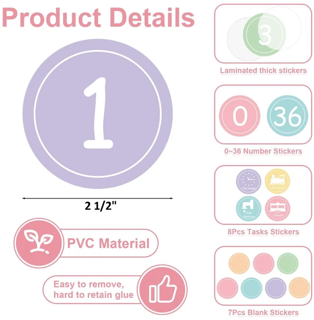 Alt view image 2 of 7 - Colorful Line Up Spots for Classroom Floor Decorations, 52PCS 4" Number Stickers for Teachers, Vinyl Floor Dots Decals, Back to School Supplies for Preschool, Kindergarten (Pastel, 4")