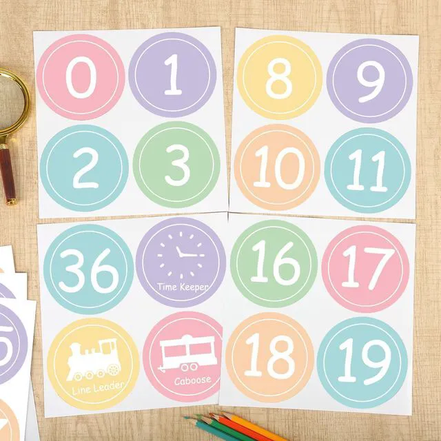 Alt view image 3 of 7 - Colorful Line Up Spots for Classroom Floor Decorations, 52PCS 4" Number Stickers for Teachers, Vinyl Floor Dots Decals, Back to School Supplies for Preschool, Kindergarten (Pastel, 4")
