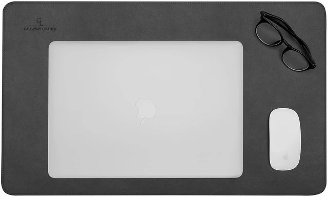 Alt view image 3 of 7 - Desk Mat,Desk Writing Pad - Office Desk Pad, Medium 24" x 14" Gray, Desk Mats on Top of Desks, Gift Ready Elegant Computer Desk Mat Desk Cover Desk Pad Protector PU Leather