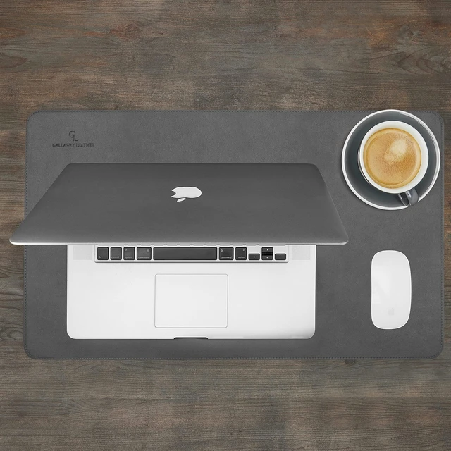 Alt view image 7 of 7 - Desk Mat,Desk Writing Pad - Office Desk Pad, Medium 24" x 14" Gray, Desk Mats on Top of Desks, Gift Ready Elegant Computer Desk Mat Desk Cover Desk Pad Protector PU Leather
