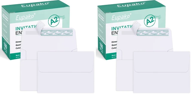 Main image of A2 White Paper Envelopes 200 Pack 4.375x5.75" Invitation Envelopes Self Seal for RSVP, Wedding, Thank you Notes, Greeting Cards, Photos, Announcements