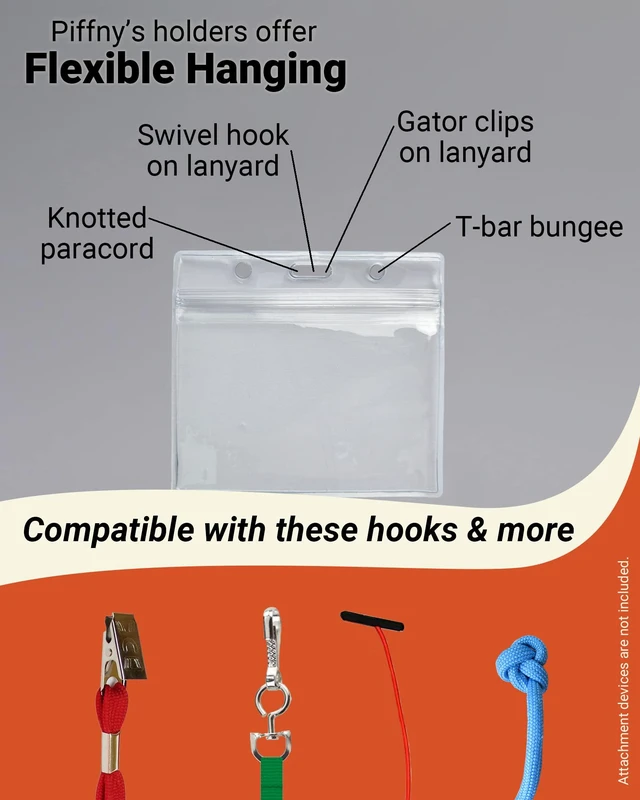 Alt view image 5 of 6 - Clear ID Holder for Lanyard - ID Card Holder Waterproof (Inches, 3.5 x 2.25 Horizontal 100 Pack)