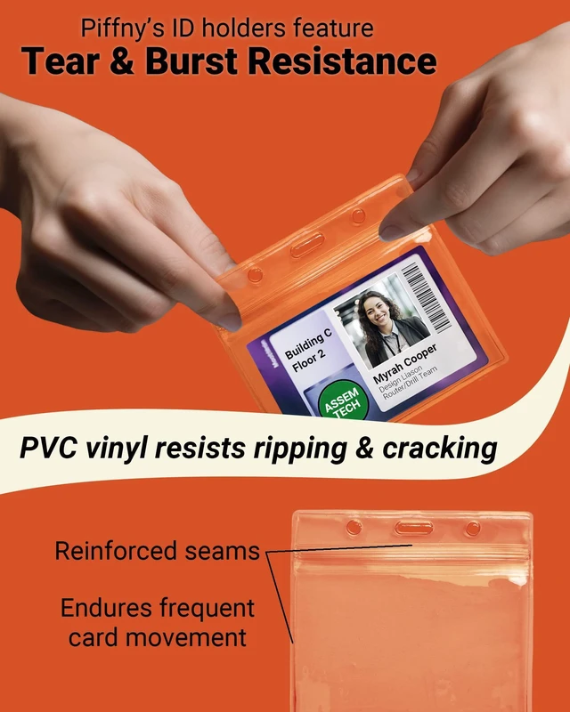 Alt view image 3 of 6 - Clear ID Holder for Lanyard - ID Card Holder Waterproof (Inches, 3.5 x 2.25 Horizontal 100 Pack)