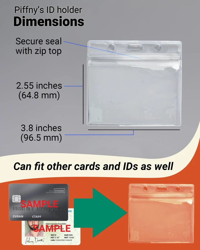 Alt view image 6 of 6 - Clear ID Holder for Lanyard - ID Card Holder Waterproof (Inches, 3.5 x 2.25 Horizontal 100 Pack)