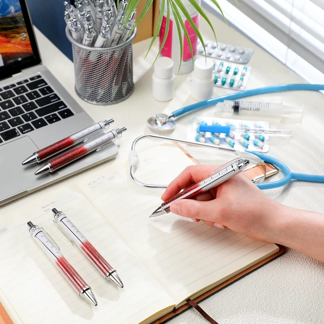Alt view image 2 of 7 - 24 Pcs Syringe Medical Pens Nurse Gifts Halloween Ballpoint Bulk Novelty Fun Syringe Ballpoint Pens Gifts for Nurse Medical Assistants Doctor Pharmacy Pretend Halloween Party Favors