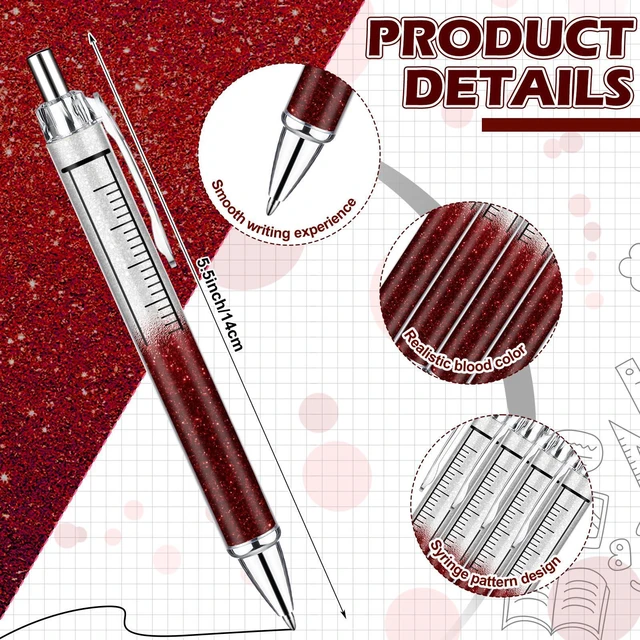 Alt view image 3 of 7 - 24 Pcs Syringe Medical Pens Nurse Gifts Halloween Ballpoint Bulk Novelty Fun Syringe Ballpoint Pens Gifts for Nurse Medical Assistants Doctor Pharmacy Pretend Halloween Party Favors