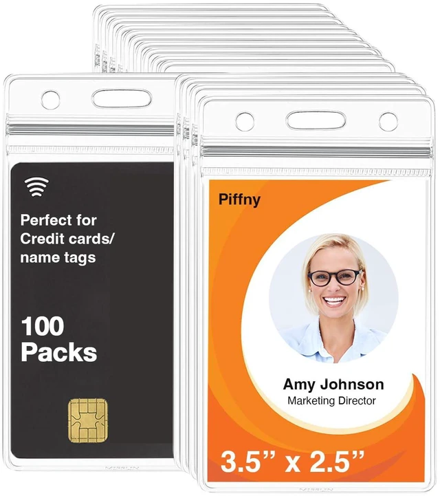 Main image of Clear ID Holder for Lanyard - ID Card Holder Waterproof (Inches, 2.25 x 3.5 Vertical 100Pack)