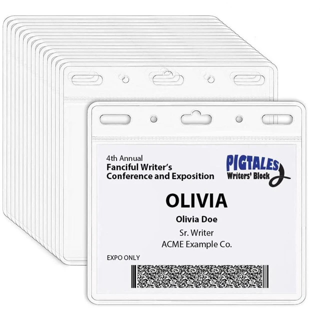 Main image of Clear ID Holder for Lanyard - ID Card Holder Waterproof (Inches, 4 x 3 Horizontal 100 Pack)