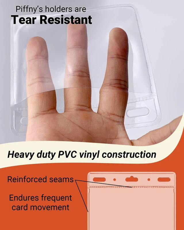 Alt view image 6 of 6 - Clear ID Holder for Lanyard - ID Card Holder Waterproof (Inches, 4 x 3 Horizontal 100 Pack)