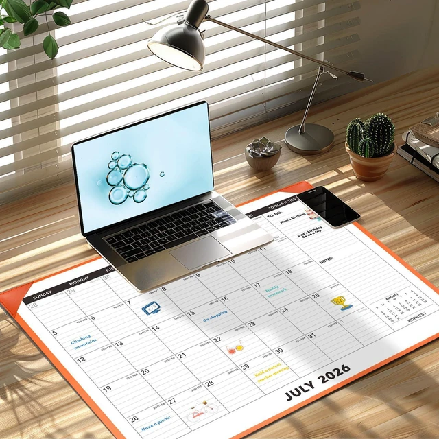 Alt view image 2 of 7 - Desk Calendar 2026-2027 with Protective Mat 22" x 17" 18Month Desk Pad Calendar - Desktop Calendar from July 2026 to December 2027 - Monthly Calendar for Home, School and Office