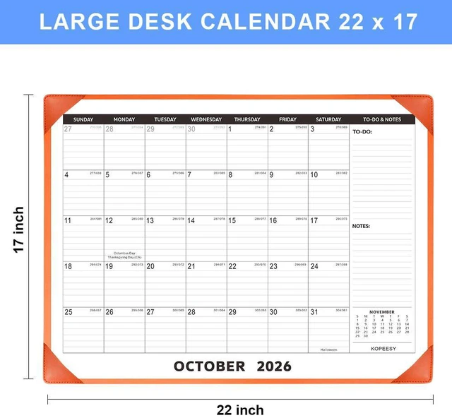 Alt view image 6 of 7 - Desk Calendar 2026-2027 with Protective Mat 22" x 17" 18Month Desk Pad Calendar - Desktop Calendar from July 2026 to December 2027 - Monthly Calendar for Home, School and Office